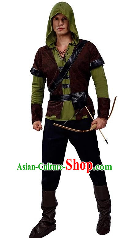 Retro Archer Costumes European Adult Children Cosplay Witcher Shadow Shooter Hooded Clothes Halloween