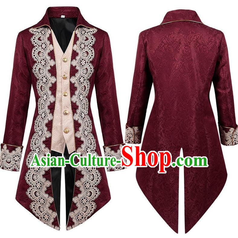 Medieval Lace Tuxedo Men Lace Embroidery Court Coat European And American Stage Play Long Costumes Large Size