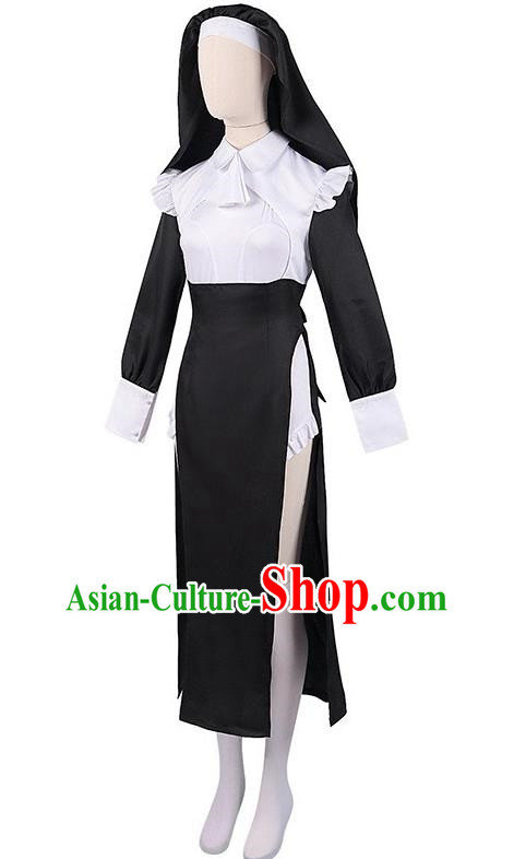 Sexy Nun Costume Cosplay Crazy Monastery Dress Suit Halloween Party Props Costume