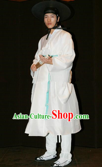 Korean Traditional Wedding Clothing Groom Fashion White Hanbok Prince Costume