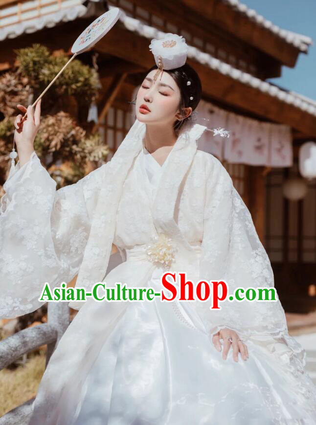 Korean Bride White Fashion Princess Hanbok Traditional Costume Wedding Dress