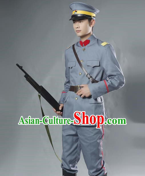 Men Pure Cotton Beiyang Anhui Style Soldier Uniform Suit