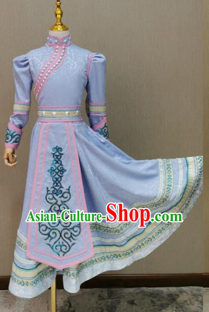 White Children Mongolian Dance Costume Happy Sunshine Girl Solo Mongolian Costume Female Skirt