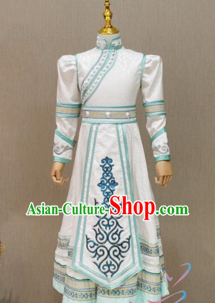 Blue Children Mongolian Dance Costume Happy Sunshine Girl Solo Mongolian Costume Female Skirt