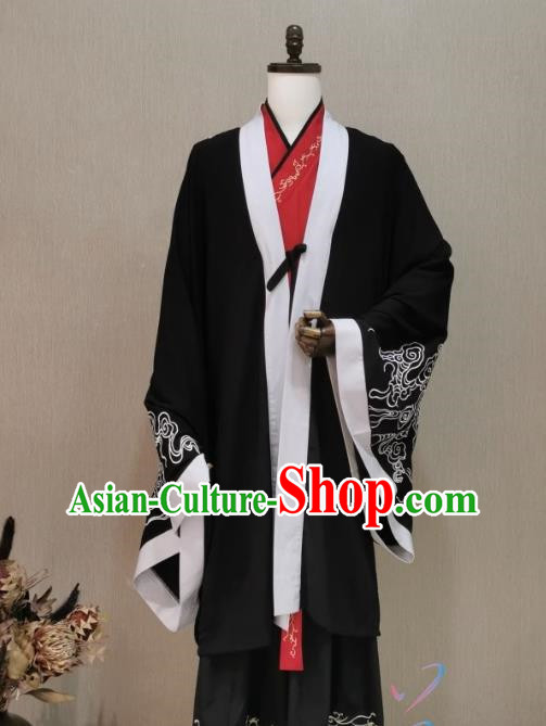 Black Embroidered Hanfu Men Chinese Style Ancient Style Wei Jin Scholar Costume Ancient Costume Costume