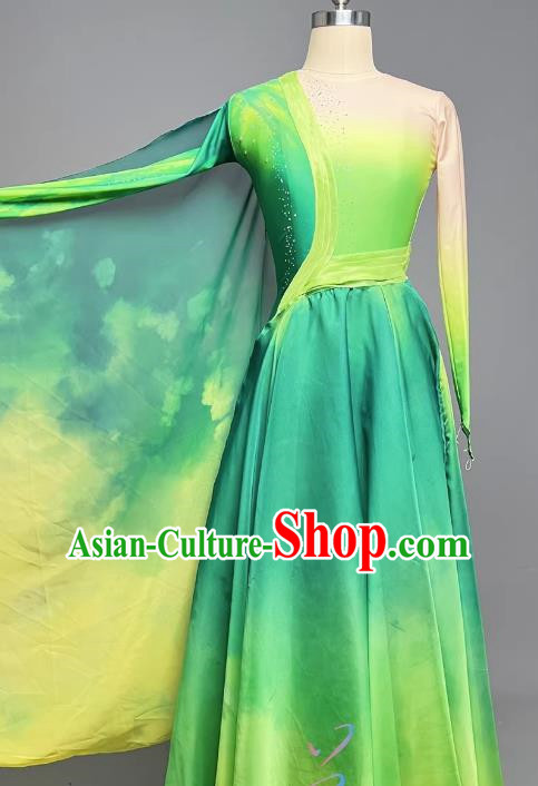 Classical Dance Tage Line Ancient Style Green Elegant Gradient Chinese Style Large Swing Skirt Costume