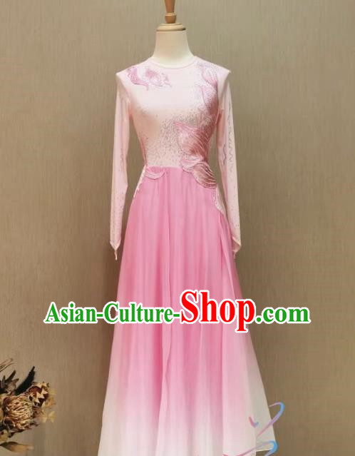 Fuqu Classical Dance Costume Female Pink Gradient Fan Dance Elegant Chinese Style Costume