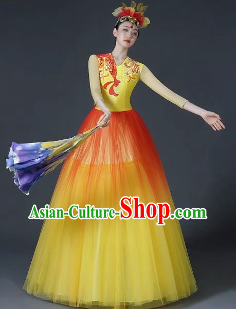 Opening Dance Large Swing Skirt Dance Costume Female Classical Stage Brilliant Chinese Modern Dance Performance Costume Song Accompaniment Dance