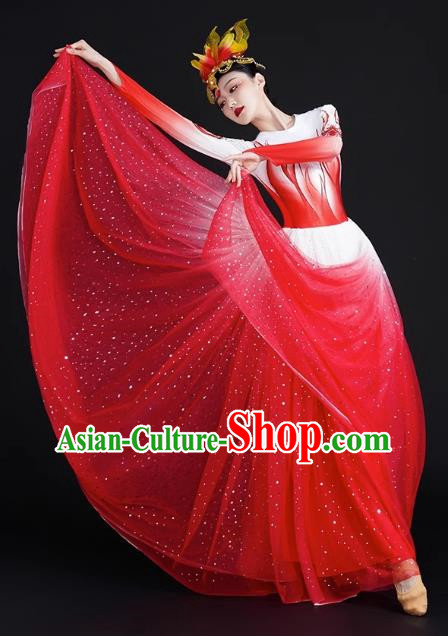 Spring Festival Gala Opening Dance Big Swing Skirt Women Chinese Style Costumes Modern Dance Costumes Song Dancer In The Lights