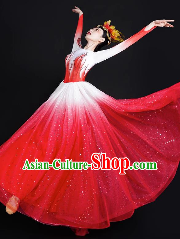 Spring Festival Gala Opening Dance Big Swing Skirt Women Chinese Style Costumes Modern Dance Costumes Song Dancer In The Lights