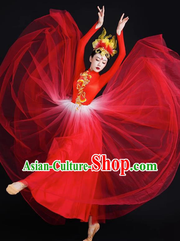 Opening Dance Big Swing Skirt Performance Costume Female Modern Stage Dance Costume Chinese Style Long Skirt In The Lights