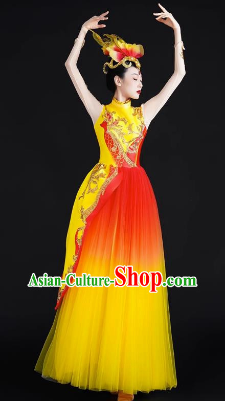 Spring Festival Gala Opening Dance Large Swing Skirt Performance Costumes Modern Dance Costumes Brilliant Chinese Dream Song Accompanying Dance Long Skirt Female