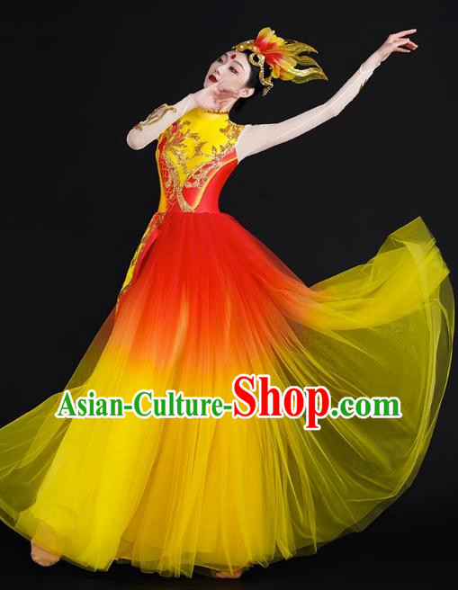 Spring Festival Gala Opening Dance Large Swing Skirt Performance Costumes Modern Dance Costumes Brilliant Chinese Dream Song Accompanying Dance Long Skirt Female