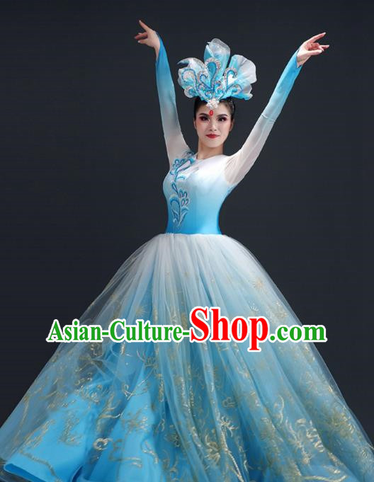 Opening Dance Big Swing Skirt Performance Costume Female Large Stage Chorus Modern Dance Costume Song Dance Dress