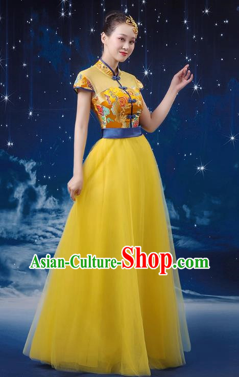 Chinese Wind Chorus Women Long Skirt National Dance Costume Folk Music Erhu Guzheng Allegro Performance Costume Adult Suit