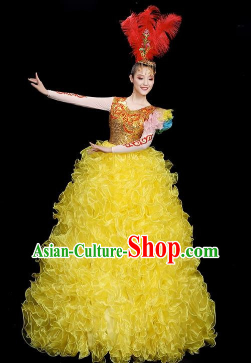 Opening Dance Big Skirt Performance Costumes Sequins Song Accompaniment Dance Costumes Solo Stage Performance Costumes