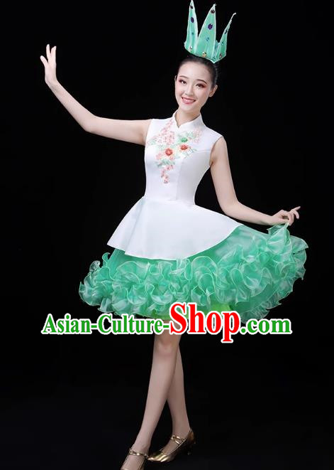 Green Modern Dance Costume Fashion Opening Dance Costume Chorus Singing Dancer Skirt Square Dance Costume Female