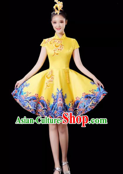 Yellow Modern Dance Costume Female Drumming Costume Performance Costume Fashion Opening Dance Dress