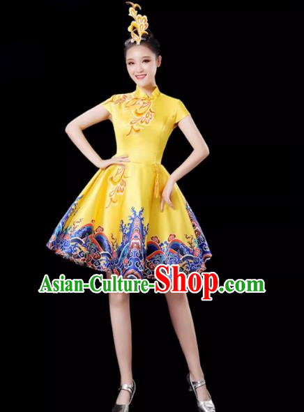 Yellow Modern Dance Costume Female Drumming Costume Performance Costume Fashion Opening Dance Dress