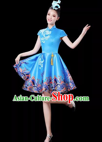 Blue Modern Dance Costume Female Drum Costume Costume Fashion Opening Dance Dress