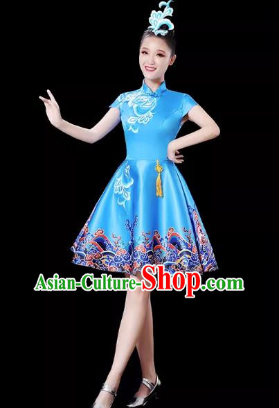 Blue Modern Dance Costume Female Drum Costume Costume Fashion Opening Dance Dress