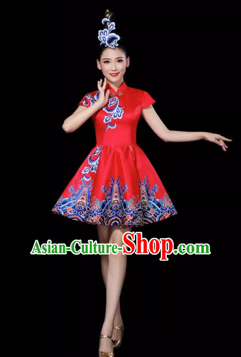 Red Modern Dance Costume Female Drumming Costume Performance Costume Fashion Opening Dance Dress