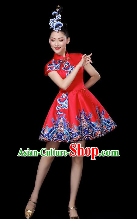 Red Modern Dance Costume Female Drumming Costume Performance Costume Fashion Opening Dance Dress