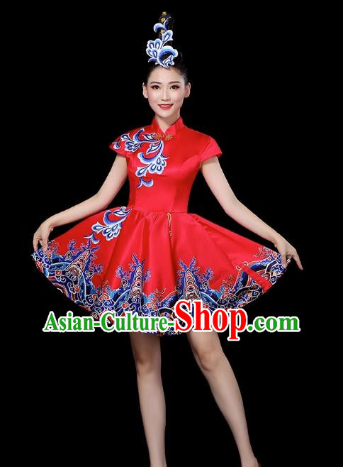 Red Modern Dance Costume Female Drumming Costume Performance Costume Fashion Opening Dance Dress