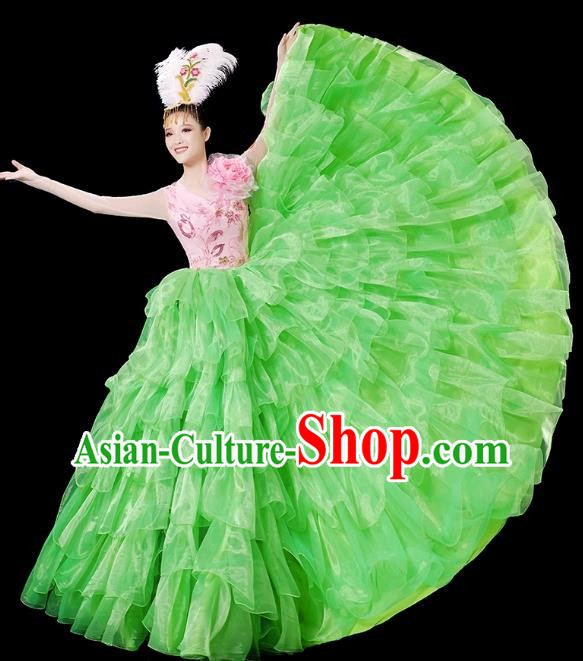 Opening Dance Big Swing Skirt Performance Costume Female Chinese Style Large Stage Modern Dance Costume Singing and Dancing Long Skirt