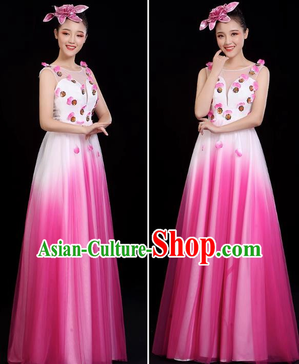 Pink Opening Dance Big Swing Skirt Performance Costume New Cantata Long Skirt Accompanying Dance Costume Female Modern Dance