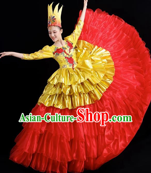 Opening Dance Big Swing Skirt Performance Costume Female Dance Stage Song and Dance Performance Costume Modern Big Skirt