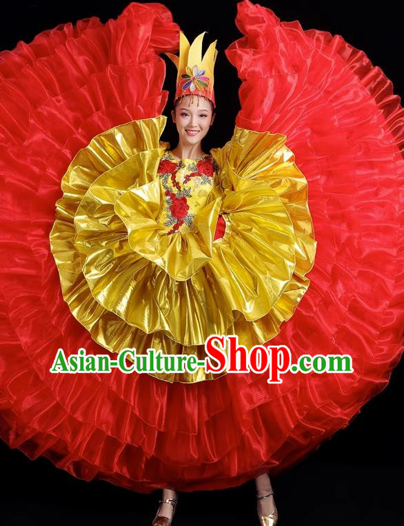 Opening Dance Big Swing Skirt Performance Costume Female Dance Stage Song and Dance Performance Costume Modern Big Skirt