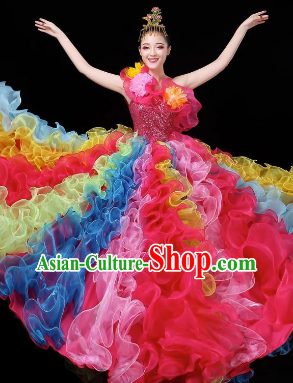 Opening Dance Big Swing Skirt Performance Costume Female Dancer Long Skirt Atmospheric Dance Costume Large Modern Dance