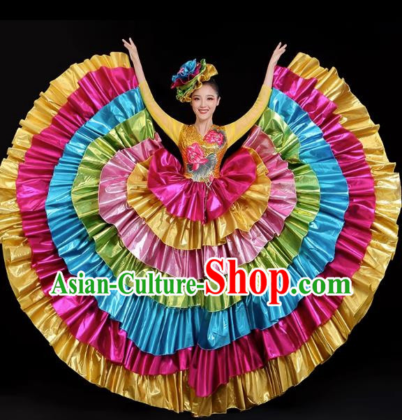 Opening Dance Big Swing Skirt Performance Costume Long Skirt Singing With Stage Large Ethnic Modern Dance Costume Female