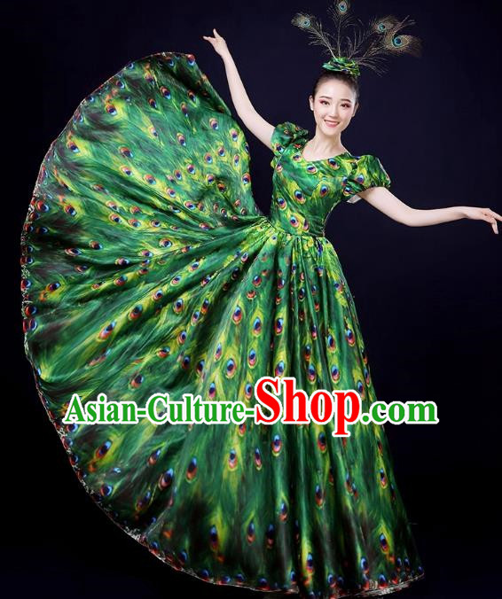 Peacock Dance Large Skirt Performance Clothing Female Parade Clothing 540 Swing Dai Opening Dance Performance Dance Clothing