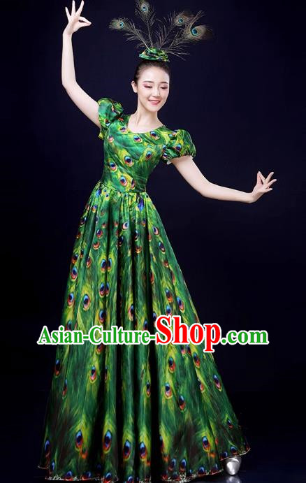 Peacock Dance Large Skirt Performance Clothing Female Parade Clothing 540 Swing Dai Opening Dance Performance Dance Clothing