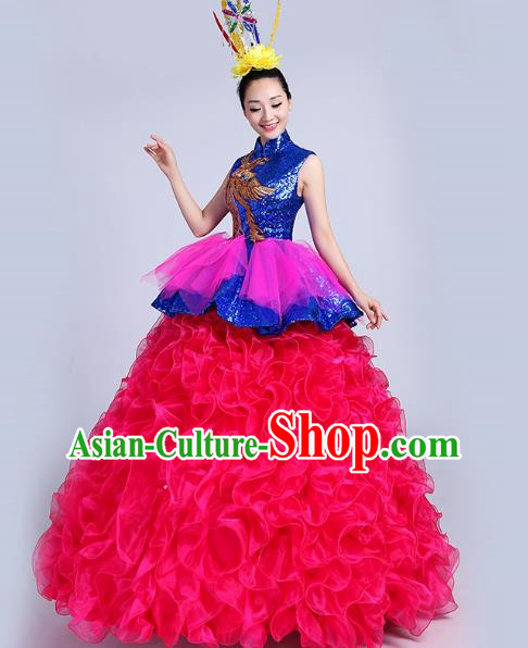 Opening Dance Big Swing Skirt Performance Costume Female Long Skirt Chorus Stage Costume Performance Costume Dance