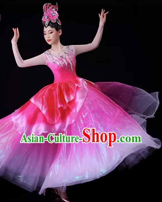 Chinese Performance Costumes In The Lights Dance Costumes Large Scale Stage Dance Opening Dance Big Swing Skirt Costumes