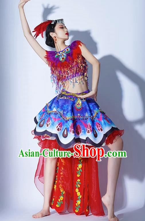 Red Parade Performance Costumes Women Group Performance Costumes Opening Dance Song Accompaniment Dance Performance Costume Female Tutu Skirt