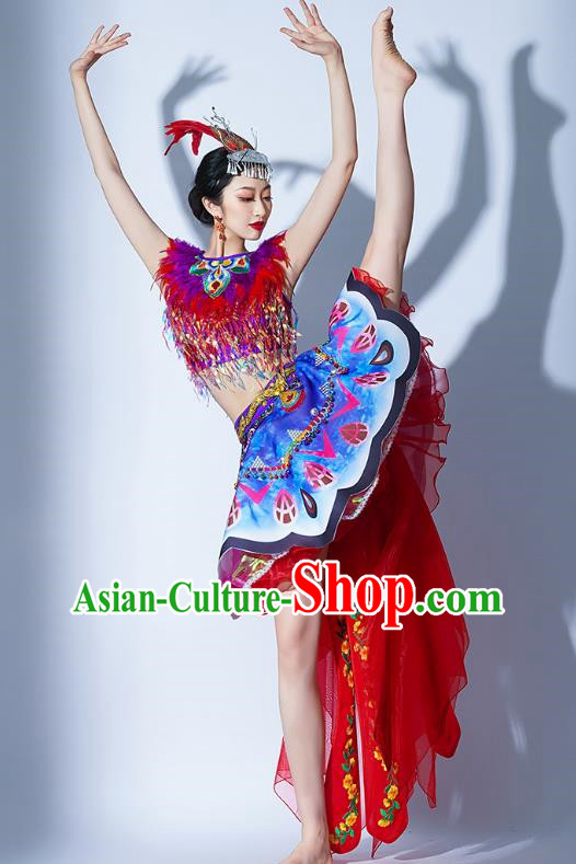 Red Parade Performance Costumes Women Group Performance Costumes Opening Dance Song Accompaniment Dance Performance Costume Female Tutu Skirt