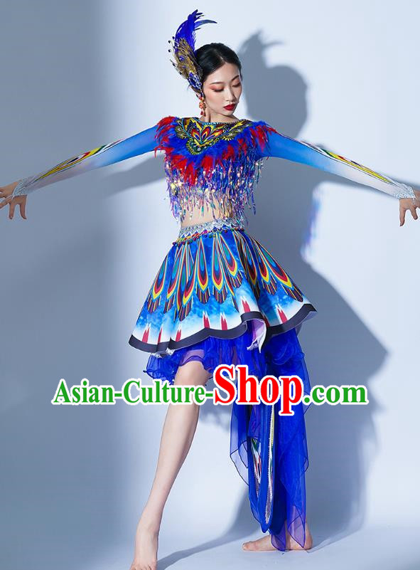 Dark Blue Parade Performance Costumes Women Troupe Performance Costumes Opening Dance Song Accompaniment Dance Performance Costume Female Tutu Skirt