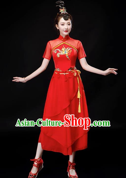 Drumming Costumes Square Dance Costumes Jiaozhou Yangko Dance Costumes Waist Drum Costumes Chinese Style Classical Dance Costumes