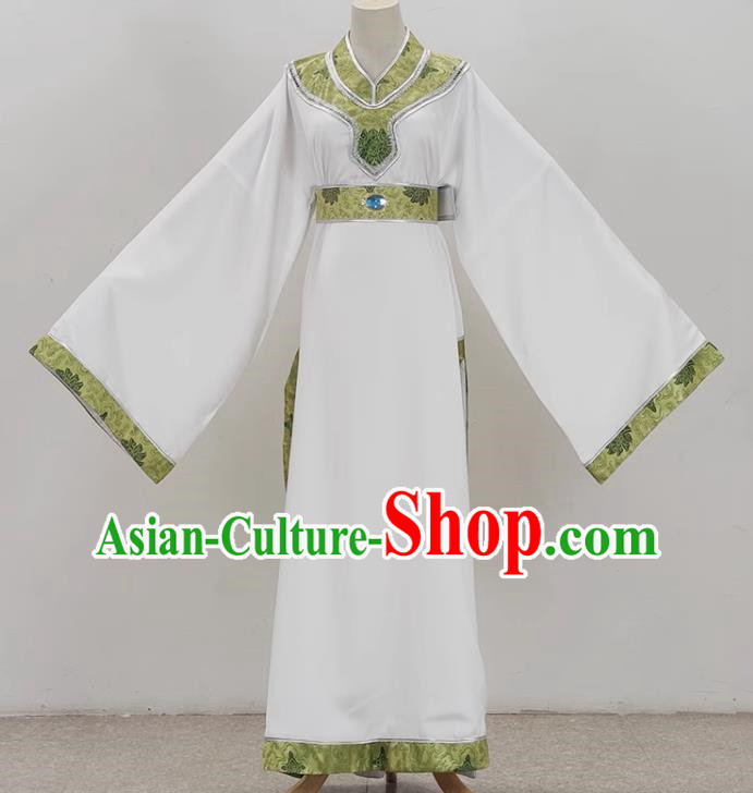 Drama White Niche Round Neck Plain Jacket Ancient Costume Film And Television Shaoxing Opera Huangmei Opera Performance Costume