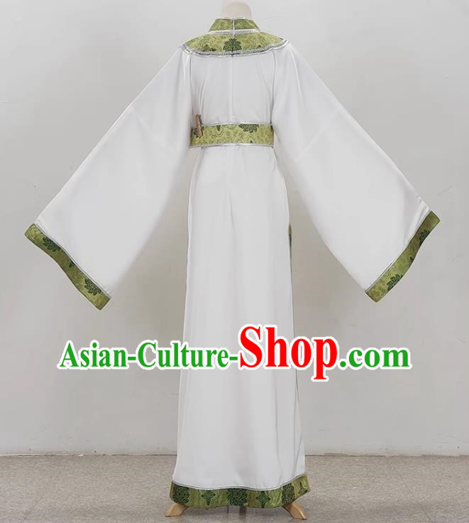 Drama White Niche Round Neck Plain Jacket Ancient Costume Film And Television Shaoxing Opera Huangmei Opera Performance Costume