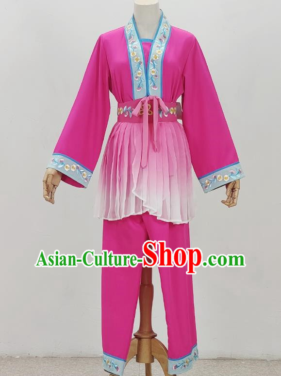 Pink Drama Costumes Tea Picking Opera Girl Costumes Costumes Huangmei Opera Costumes