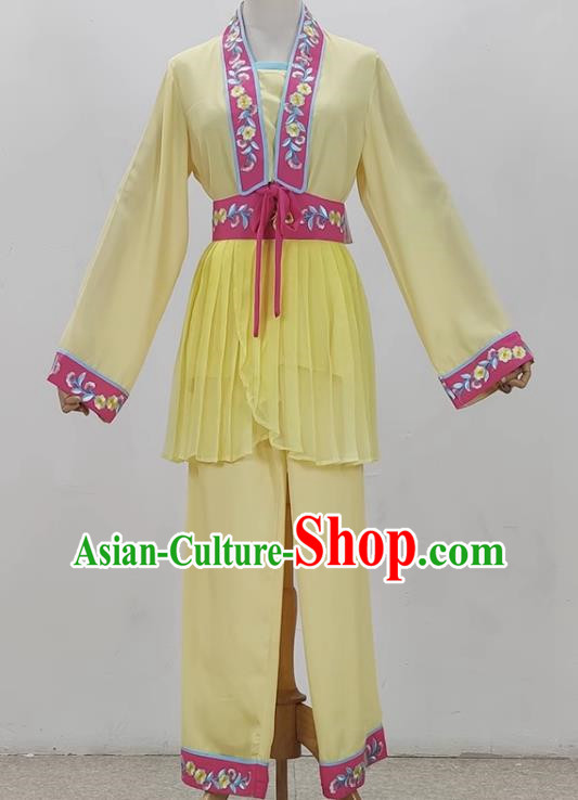 Yellow Drama Costumes Tea Picking Opera Girl Clothes Costumes Huangmei Opera Costumes