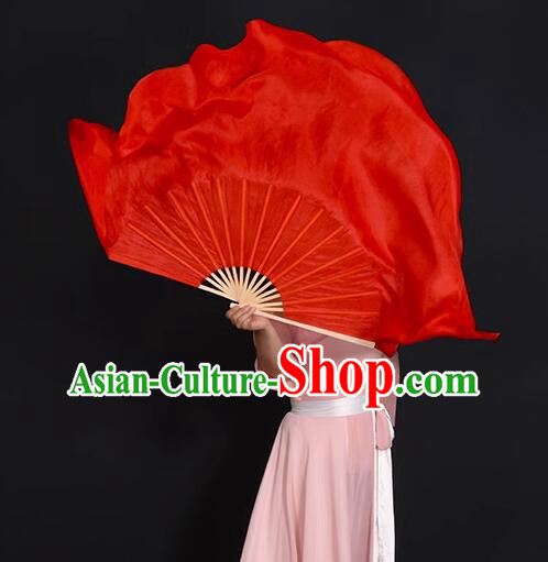 China Folk Dance Prop Handmade Red Silk Fan Yangko Dance Fan