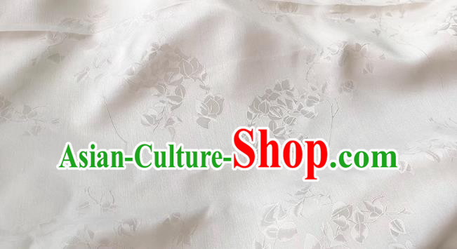 White China Cheongsam Fabric Traditional Material Classical Peach Blossom Pattern Silk