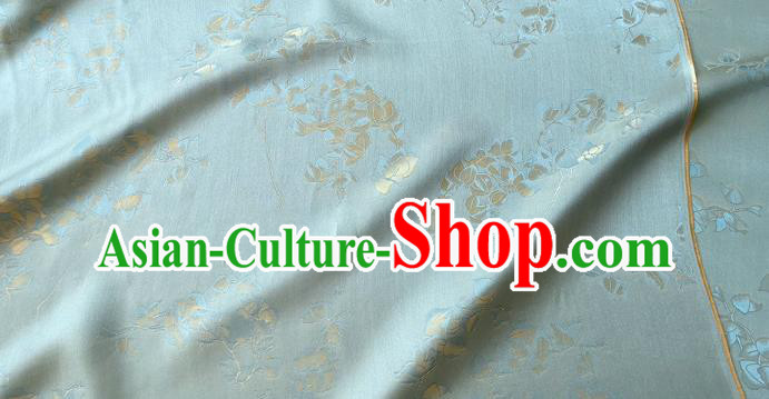 Blue China Traditional Material Classical Peach Blossom Pattern Silk Cheongsam Fabric