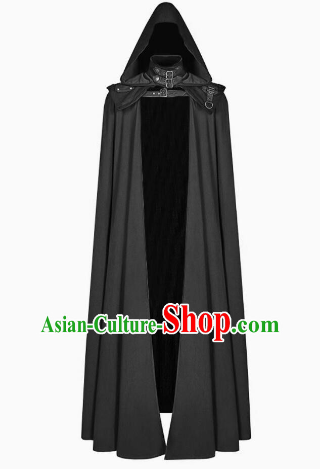 Top Gothic Cloak Medieval Europe Winter Costume Handmade Black Cape